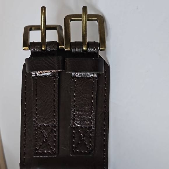 Double Buckle Wide Belt Sz M Brown  NWT - Picture 3 of 9